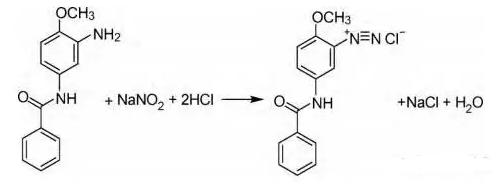 圖1紅色基的重氮化反應方程式